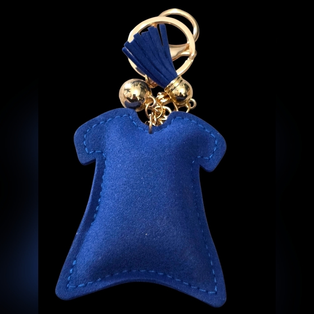 Blue Rhinestone Cross Bag Charm Keychain - Picture 2 of 2